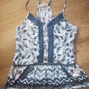 Sweet Wanderer sleeveless strap top boho crochet S